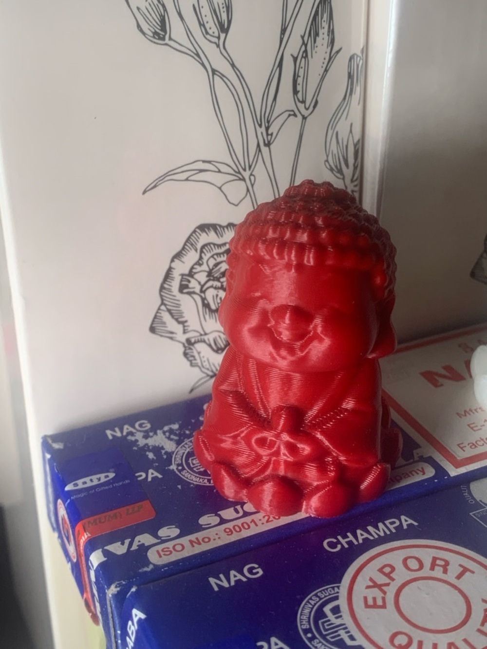 Red Mini Buddha Figurine